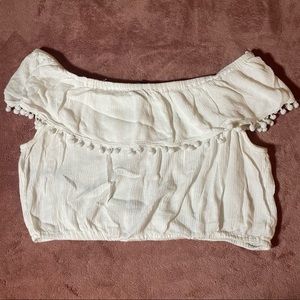 Woman White crop Pom top size M